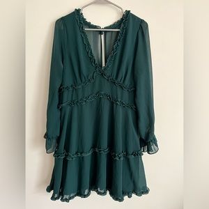 B. Darling Long sleeve , dark green , mini dress size 13/14